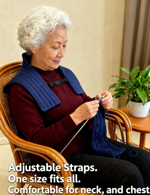 HEJA The cotton shoulder and neck protector can be used for both hot and cold applications.